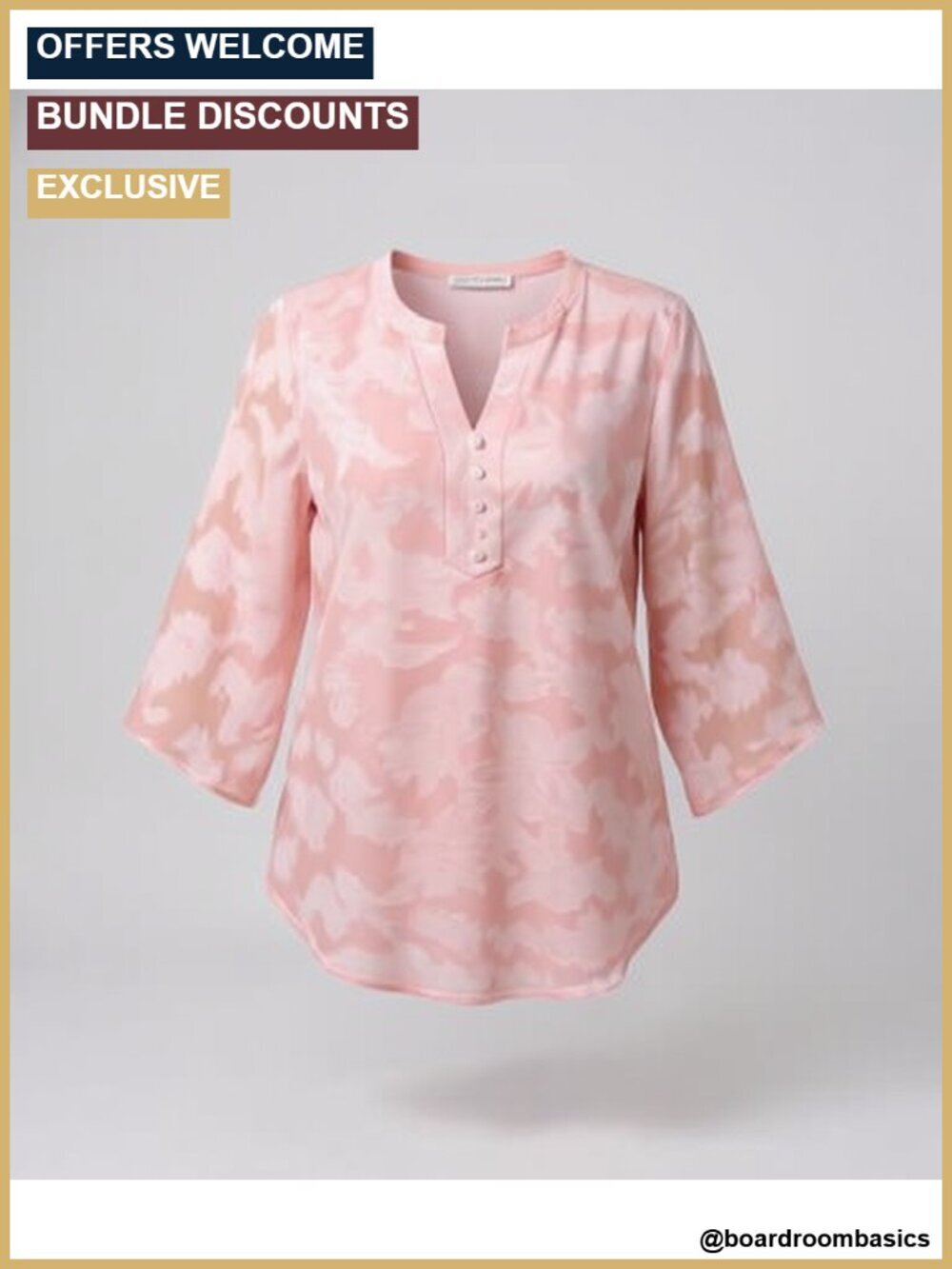 Flowy V Neck Blouse 3/4 Bell Sleeve Double Layer